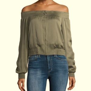 BCBG zippered off the shoulder top